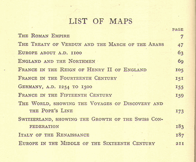 [List of Maps] from The Story of Europe by H. E. Marshall