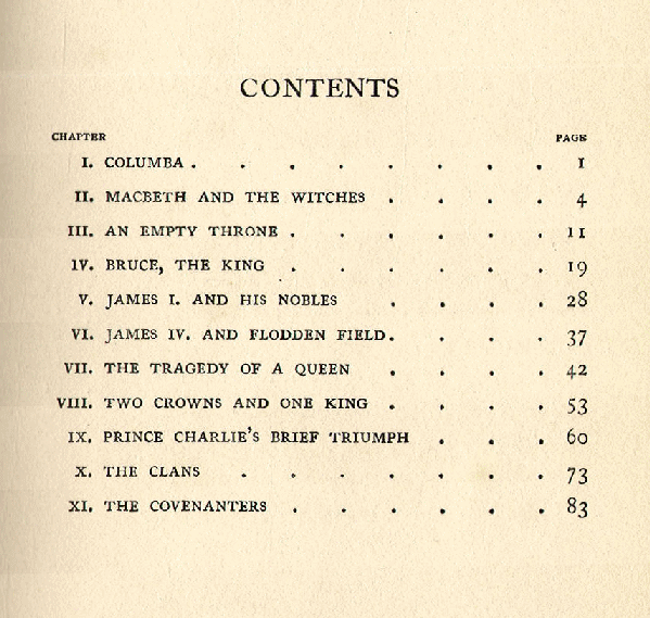[Contents] from Peeps at History - Scotland  by G. E. Mitton