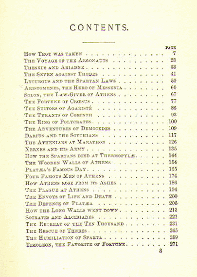 [Contents, Page 1 of 2] from Historical Tales - Greek by Charles Morris