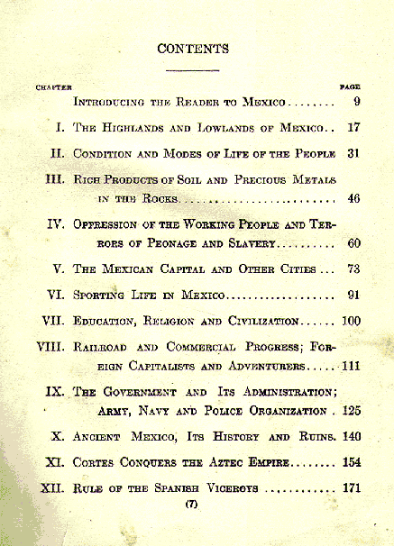 [Contents, Page 1 of 2] from The Story of Mexico by Charles Morris