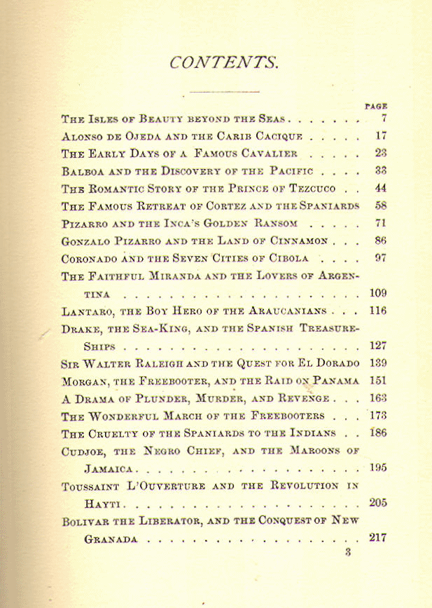 [Contents, Page 1 of 2] from Historical Tales - Spanish American by Charles Morris