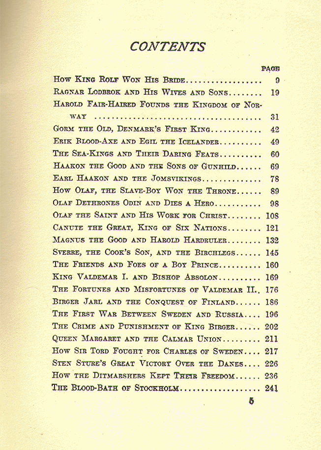 [Contents, Page 1 of 2] from Historical Tales - Scandinavian by Charles Morris