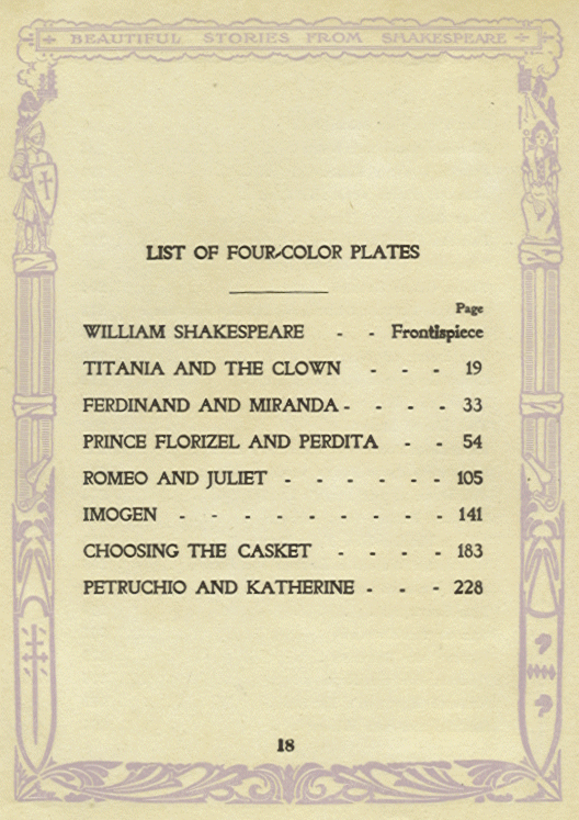 [List of Four-Color Plates] from Stories from Shakespeare by E. Nesbit