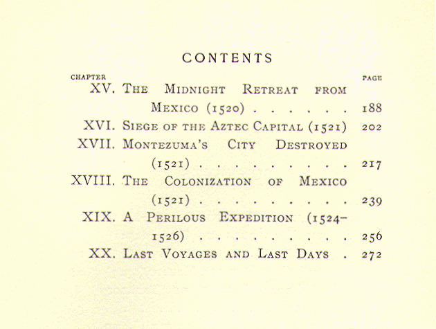 [Contents, Page 2 of 2] from Hernando Cortes by Frederick Ober