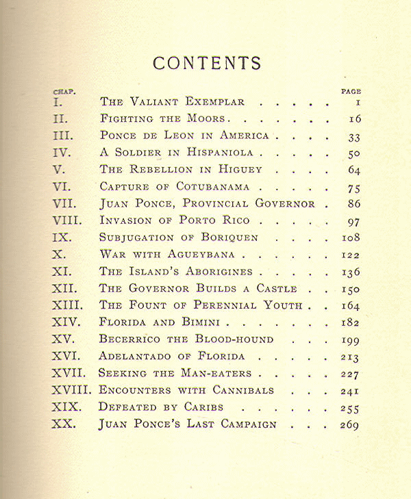 [Contents] from Ponce de Leon by Frederick Ober