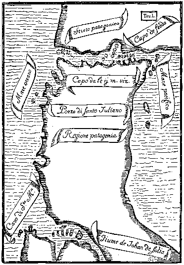 Map of Magellan Strait.