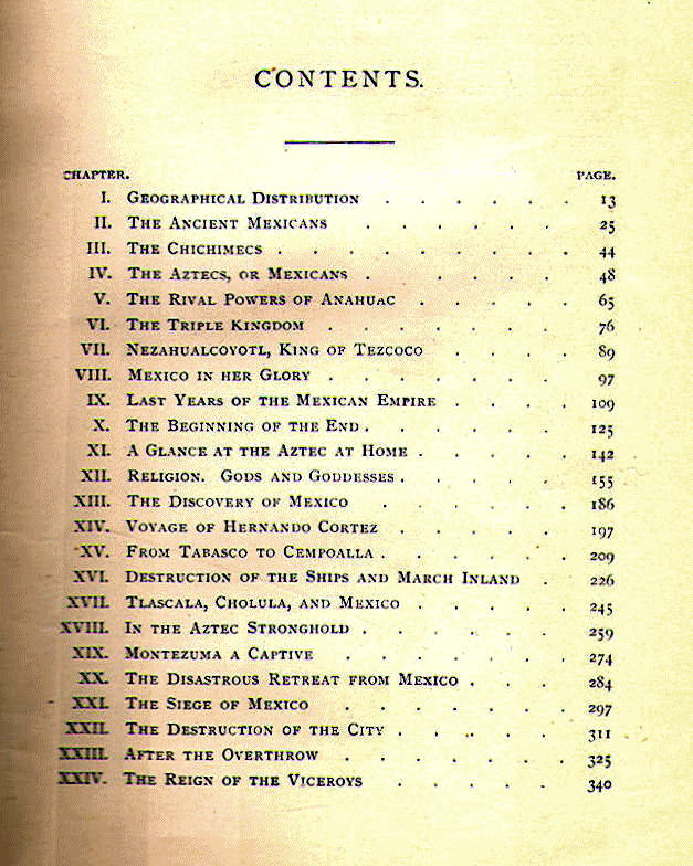 [Contents, Page 1 of 2] from History of Mexico by Frederick Ober