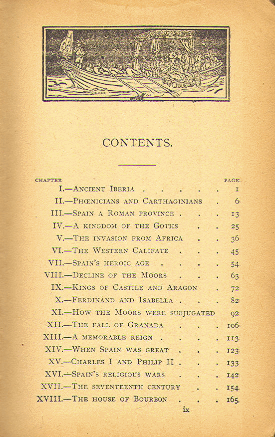 [Contents, Page 1 of 2] from History of Spain by Frederick Ober