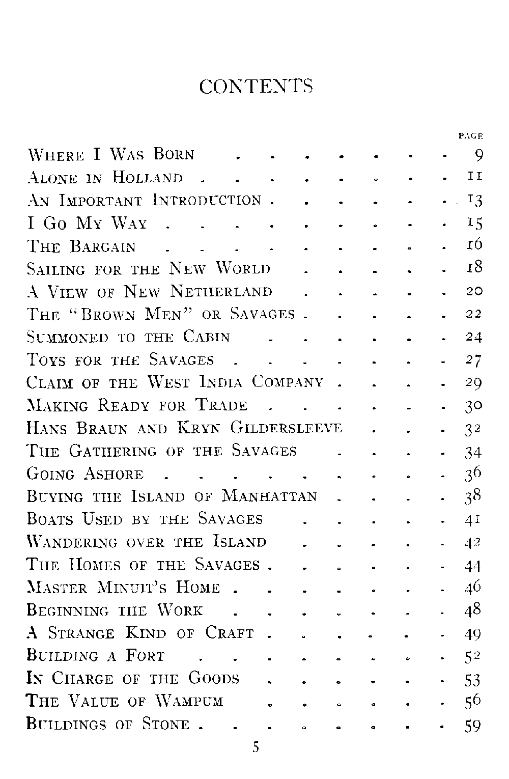 [Contents Page 1 of 5] from Peter of New Amsterdam by James Otis