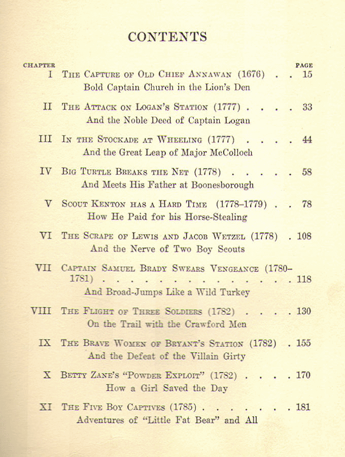 [Contents, Page 1 of 2] from Book of Frontier Fighters by Edwin Sabin
