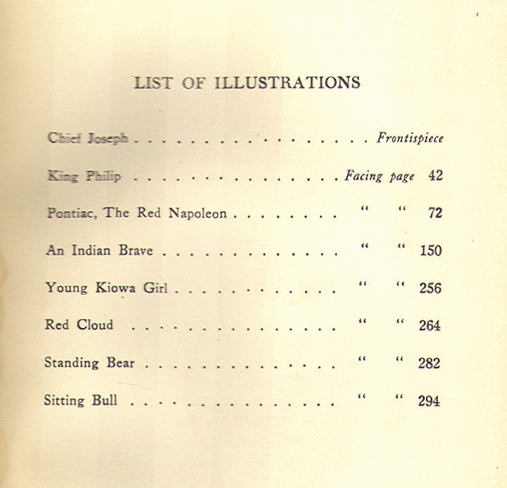 [List of Illustrations] from Book of Indian Warriors by Edwin Sabin