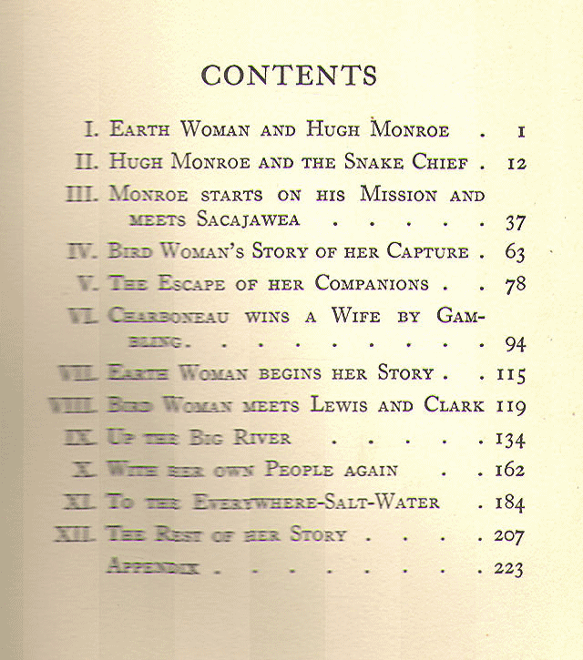 [Contents] from Bird Woman by James W. Schultz
