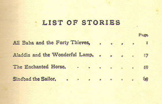 [Contents] from Stories from the Arabian Nights by Amy Steedman