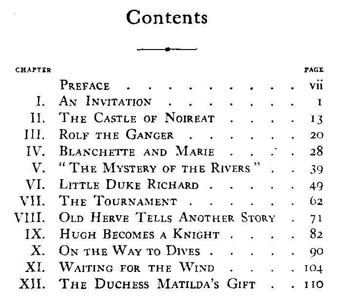 [Contents] from Our Little Norman Cousin by Evaleen Stein