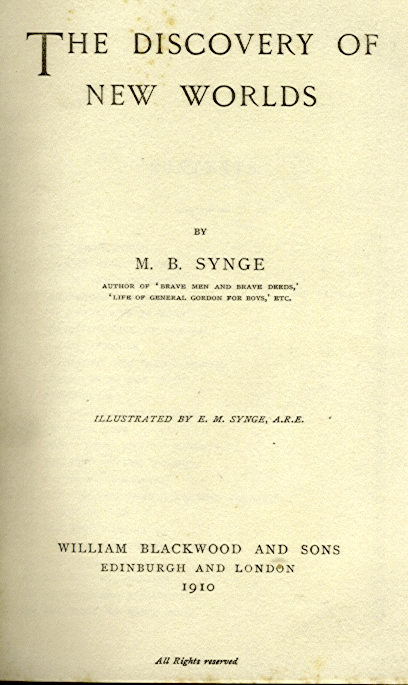 [Title Page] from Discovery of New Worlds by M. B. Synge