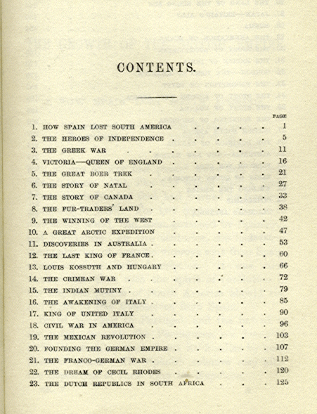 [Contents Page 1 of 2] from Growth of the British Empire by M. B. Synge