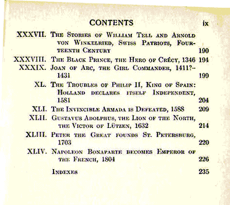 [Contents, Page 5 of 5] from Old World Hero Stories by E. M. Tappan