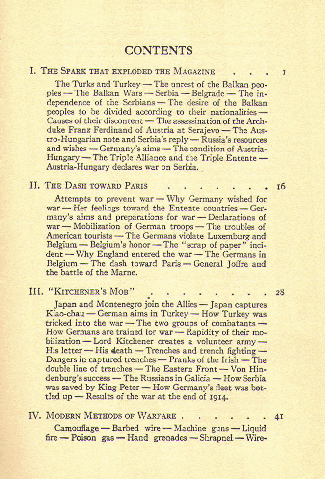 [Contents, Page 1 of 3] from Little Book of the War by E. M. Tappan