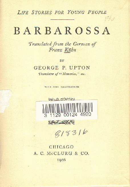 [Title Page] from Barbarossa by George Upton