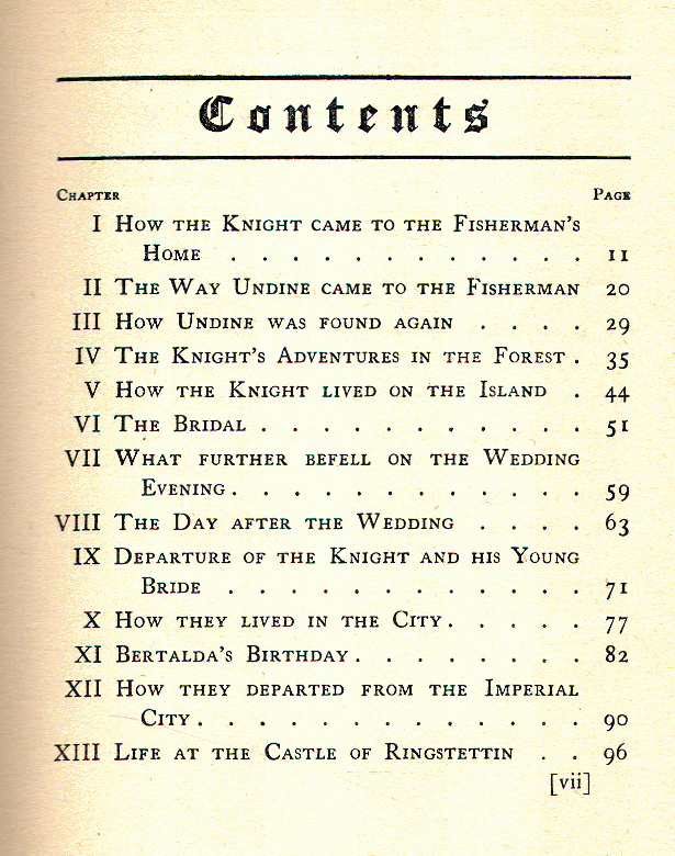 [Contents, Page 1 of 2] from Undine by George Upton
