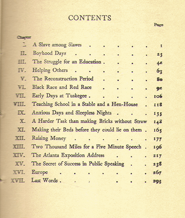 [Contents] from Up from Slavery by Booker T. Washington