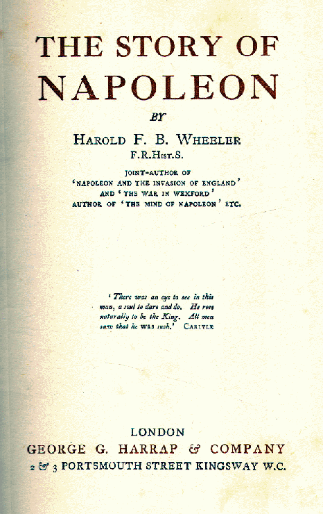 [Title Page] from Story of Napoleon by H. F. B. Wheeler