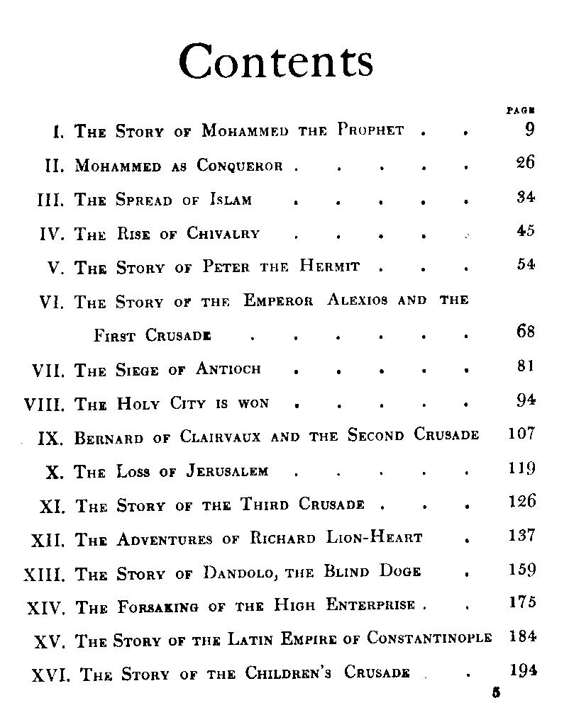 [Contents Page 1 of 2] from The Story of the Crusades by E. M. Wilmot-Buxton