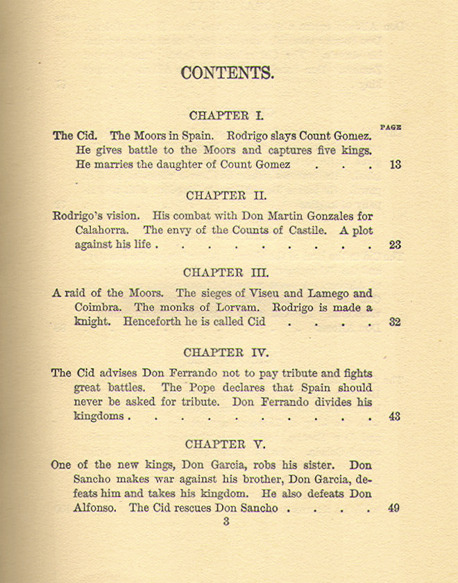 [Contents, Page 1 of 6] from Story of the Cid by C. D. Wilson